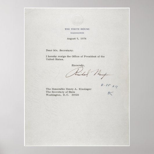 President Richard M. Nixon — Ontslagbrief Poster (Voorkant)