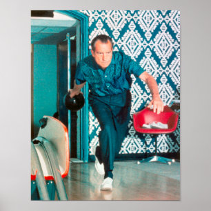 President Richard Nixon Bowling in het Witte Huis Poster