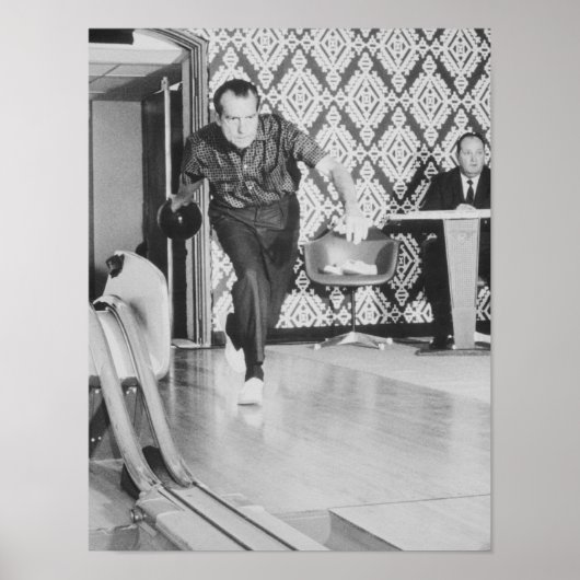 President Richard Nixon Bowling in het Witte Huis Poster (Voorkant)