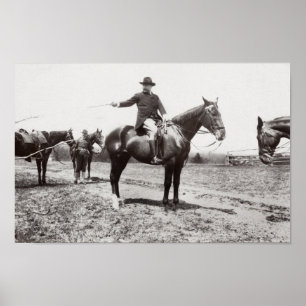 President Roosevelt Horseback Riding - 1907 Poster