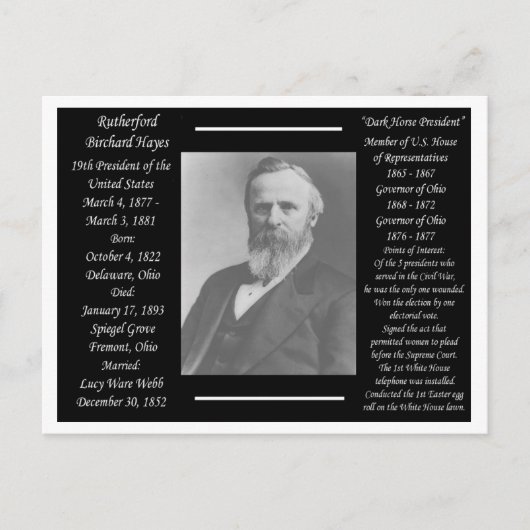 President Rutherford B Hayes Briefkaart (Voorkant)