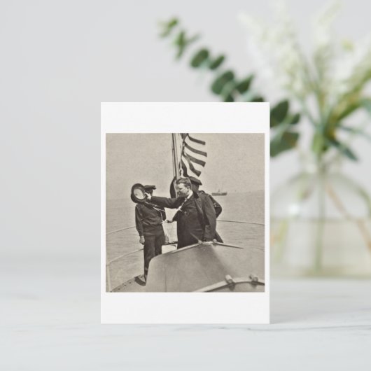 President Teddy Roosevelt op Algonquin Bull Moose Briefkaart (Staand voorkant)