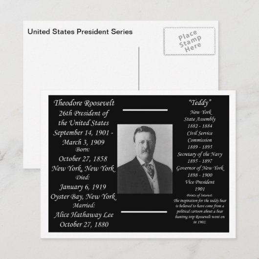 President Theodore Roosevelt Briefkaart (Voorkant / Achterkant)