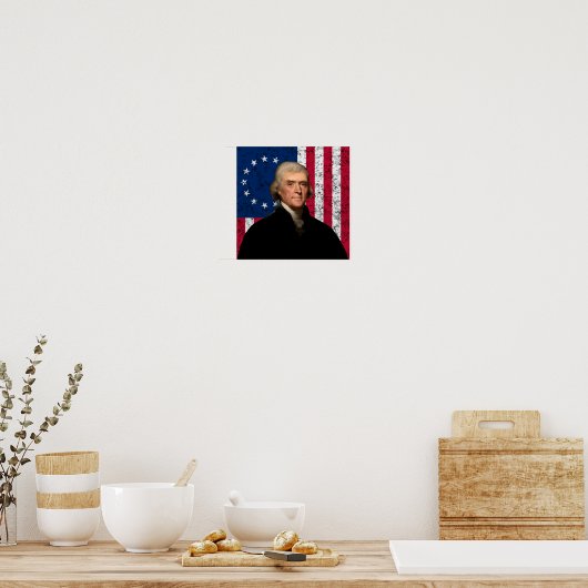 President Thomas Jefferson en de Amerikaanse vlag Poster (Keuken)