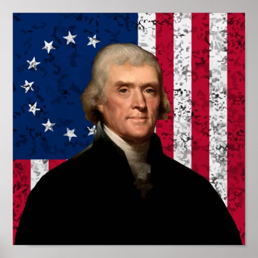 President Thomas Jefferson en de Amerikaanse vlag Poster (Voorkant)