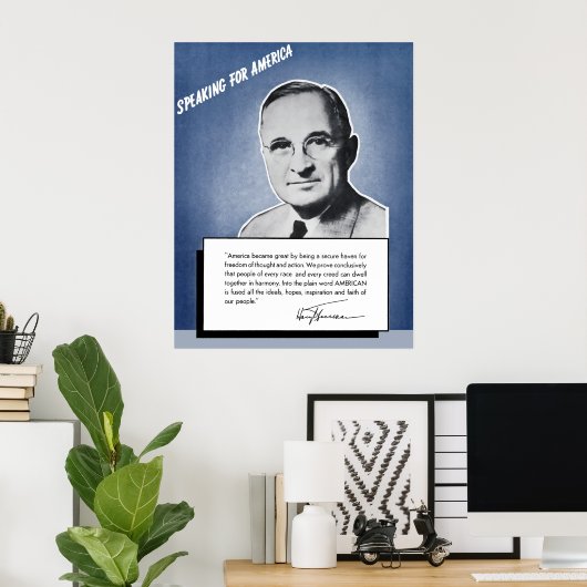 President Truman - Sprekend voor Amerika Poster (Thuiskantoor)