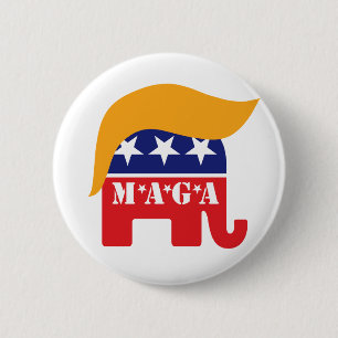 President Trump 2024 GOP Elephant Hair MAGA Ronde Button 5,7 Cm
