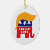 President Trump 2024 Republican Elephant Hair Logo Keramisch Ornament (Rechts)