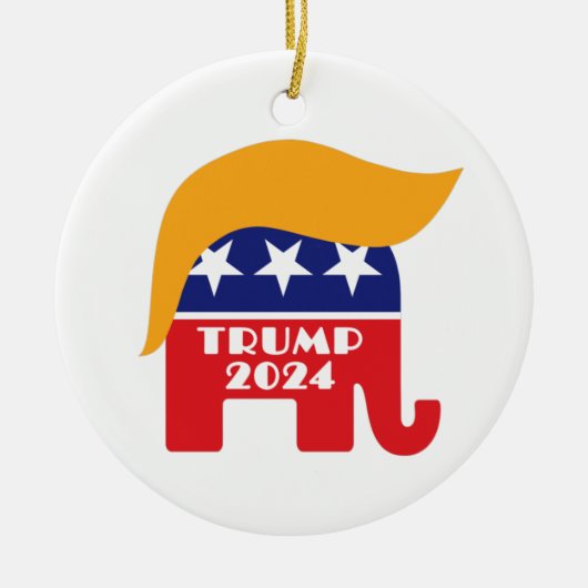 President Trump 2024 Republican Elephant Hair Logo Keramisch Ornament (Voorkant)