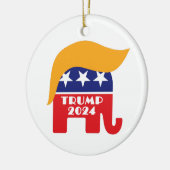 President Trump 2024 Republican Elephant Hair Logo Keramisch Ornament (Links)