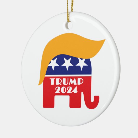 President Trump 2024 Republican Elephant Hair Logo Keramisch Ornament (Links)