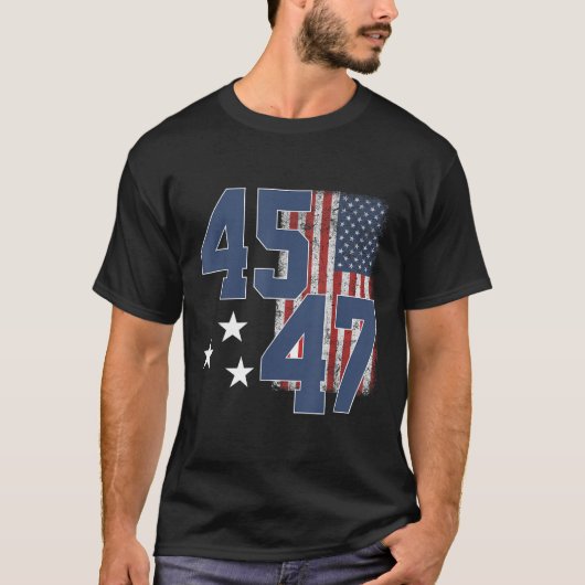President Trump 45 47  Amerikaanse vlag T-shirt (Voorkant)