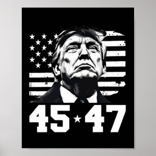 President Trump 45 47 Amerikaanse vlag Trump Vance Poster