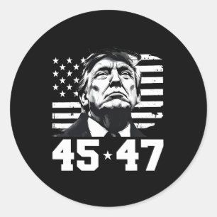 President Trump 45 47 Amerikaanse vlag Trump Vance Ronde Sticker