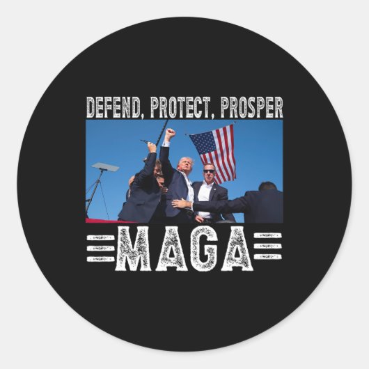 President Trump 45 47 Mega Protect Prosper Ronde Sticker (Voorkant)