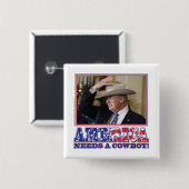 President Trump American Cowboy Vierkante Button 5,1 Cm (Voorkant /achterkant)
