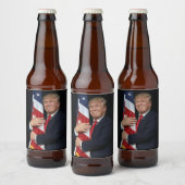 President Trump beklaagt Amerikaanse vlag Bier Etiket (Flessen)