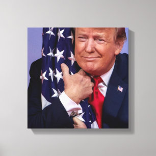 President Trump beklaagt Amerikaanse vlag Canvas Afdruk
