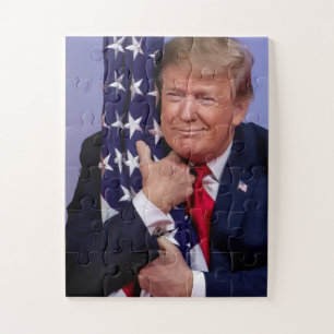 President Trump beklaagt Amerikaanse vlag Legpuzzel