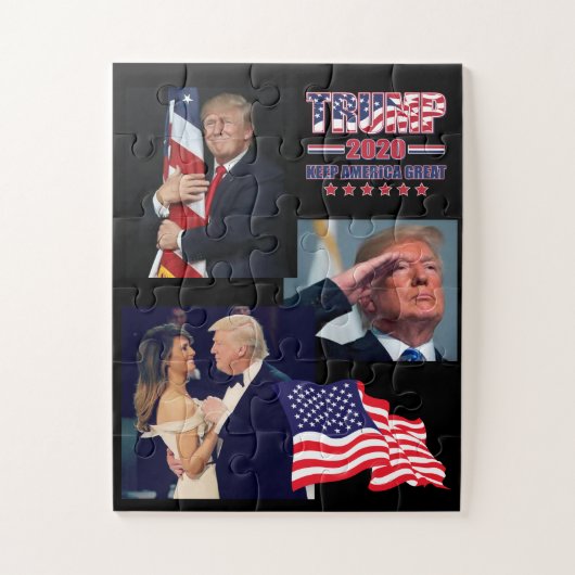 President Trump beklaagt Amerikaanse vlag Legpuzzel (Verticaal)