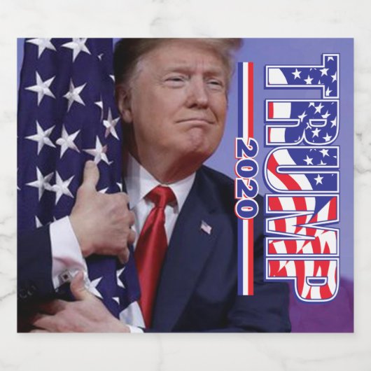 President Trump beklaagt Amerikaanse vlag Sparkling Wijnetiket (Enkel label)