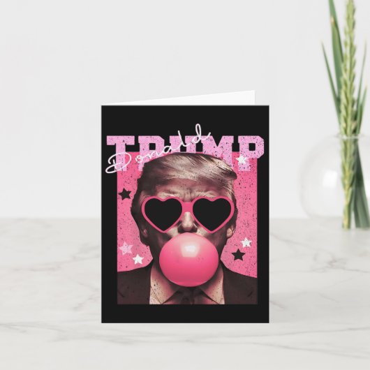 President Trump Blowing Bubble Gum Funny Pink Bubb Kaart (Voorkant)