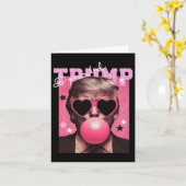 President Trump Blowing Bubble Gum Funny Pink Bubb Kaart (Gele Bloem)