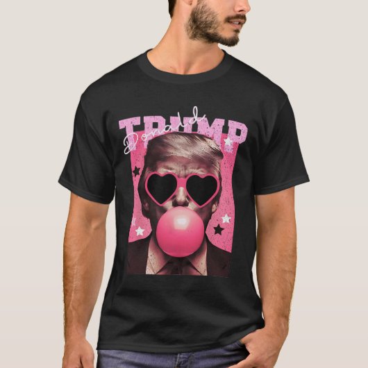 President Trump Blowing Bubble Gum Funny Pink Bubb T-shirt (Voorkant)