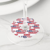 President Trump die de vlag van het land sleept Wijnglaslabel (Dichtbij)