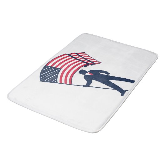 President Trump Draagt de Vlag van de VS Badmat (Gekanteld)