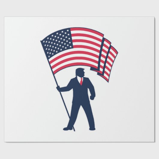 President Trump Draagt de Vlag van de VS Cadeaupapier (Vlak)