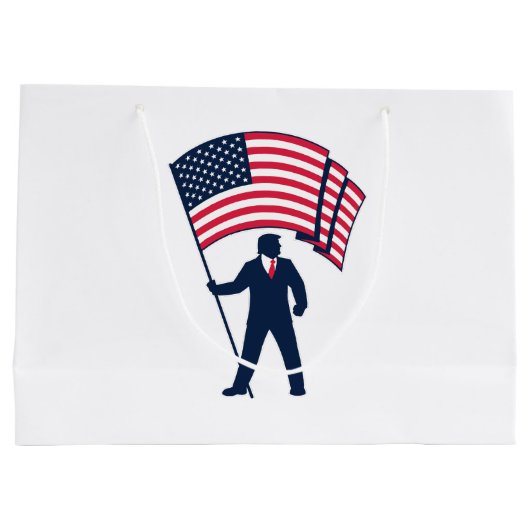 President Trump Draagt de Vlag van de VS Groot Cadeauzakje (Achterkant)