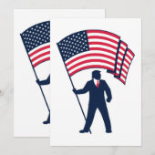 President Trump Draagt de Vlag van de VS Kaart (Voorkant / Achterkant)