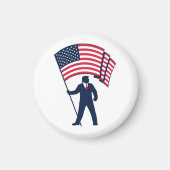 President Trump Draagt de Vlag van de VS Magneet (Voorkant)