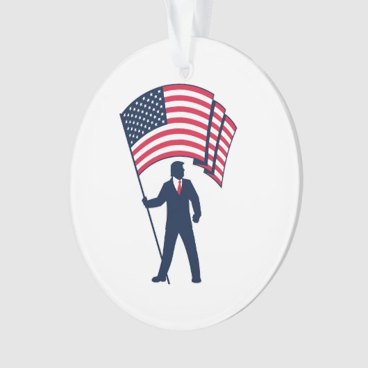 President Trump Draagt de Vlag van de VS Ornament (voorkant)