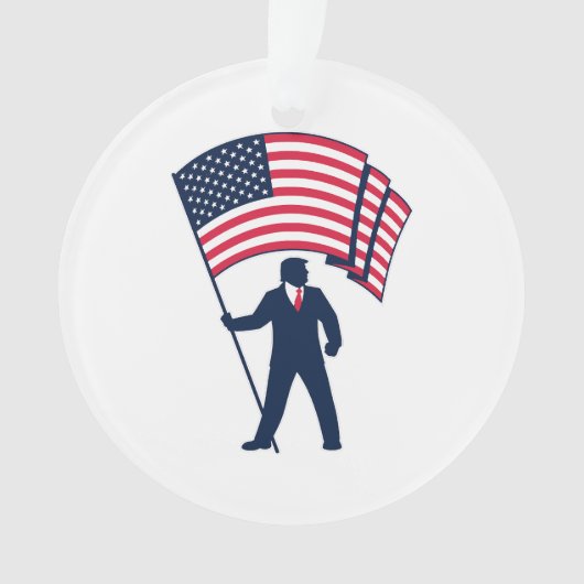 President Trump Draagt de Vlag van de VS Ornament (voorkant)