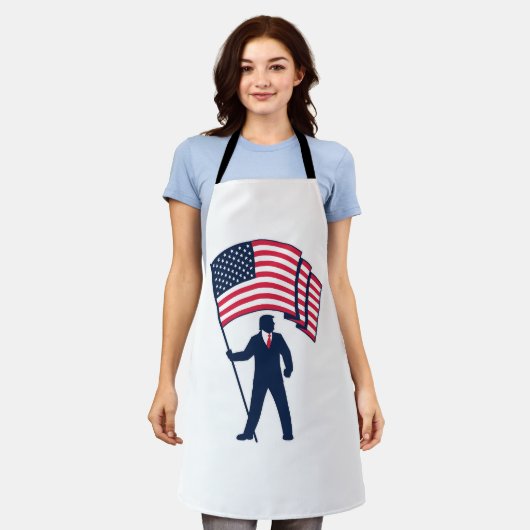 President Trump Draagt de Vlag van de VS Schort (Gedragen)