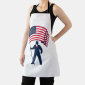 President Trump Draagt de Vlag van de VS Schort (Insitu)