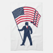 President Trump Draagt de Vlag van de VS Theedoek (Verticaal)