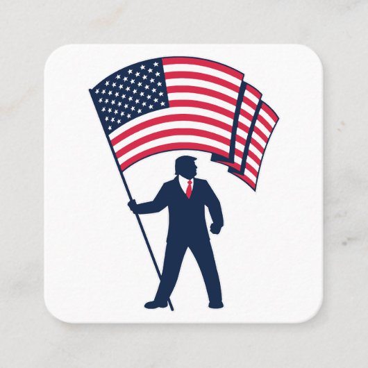 President Trump Draagt de Vlag van de VS Vierkante Visitekaartje (Voorkant)