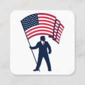 President Trump Draagt de Vlag van de VS Vierkante Visitekaartje (Achterkant)