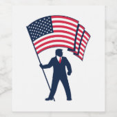 President Trump Draagt de Vlag van de VS Wijn Etiket (Enkel label)
