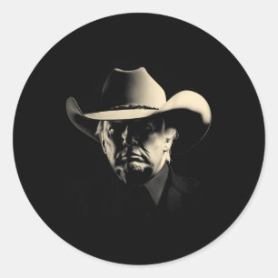 President Trump Hoofd Cowboy USA 2024 Stemming Ronde Sticker