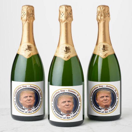 President Trump Inauguratiedag 20 januari 2025 Sparkling Wijnetiket (Flessen)