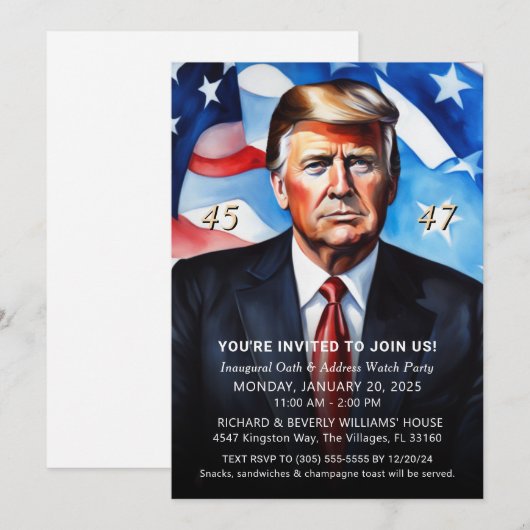 President Trump Inauguration Watch Party Kaart (Voorkant / Achterkant)
