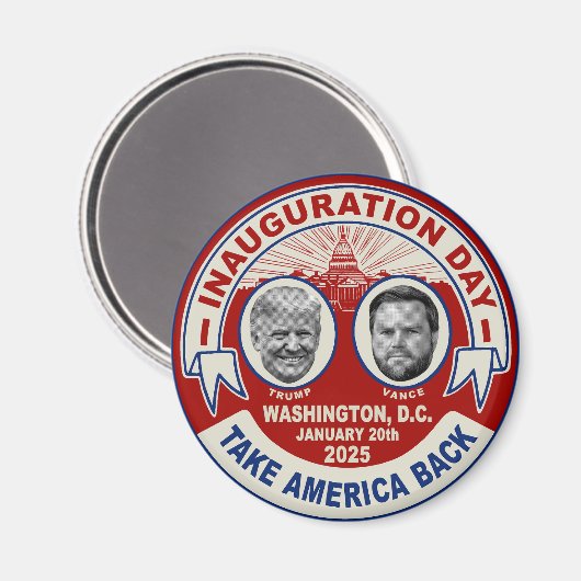 President Trump JD Vance Inauguratie Dag Souvenir Magneet (Voorkant / Achterkant)
