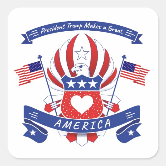 President Trump maakt een geweldig Amerika Vierkante Sticker (Voorkant)