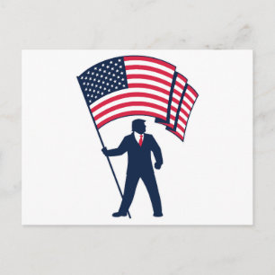 President Trump met de vlag van de VS  Feestdagenkaart