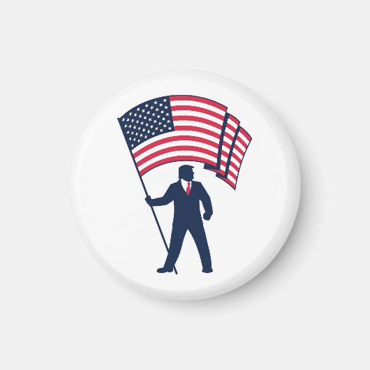 President Trump met de vlag van de VS Magneet (Voorkant)
