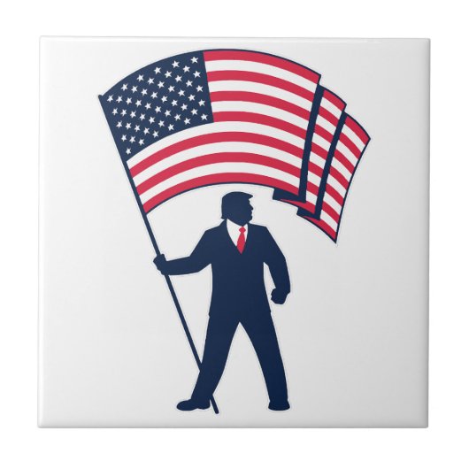 President Trump met de vlag van de VS Tegeltje (Voorkant)